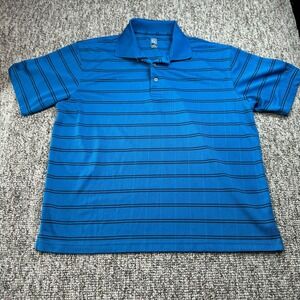 PGA Tour Polo Shirt Mens Large Golf Short Sleeve Stripped Blue